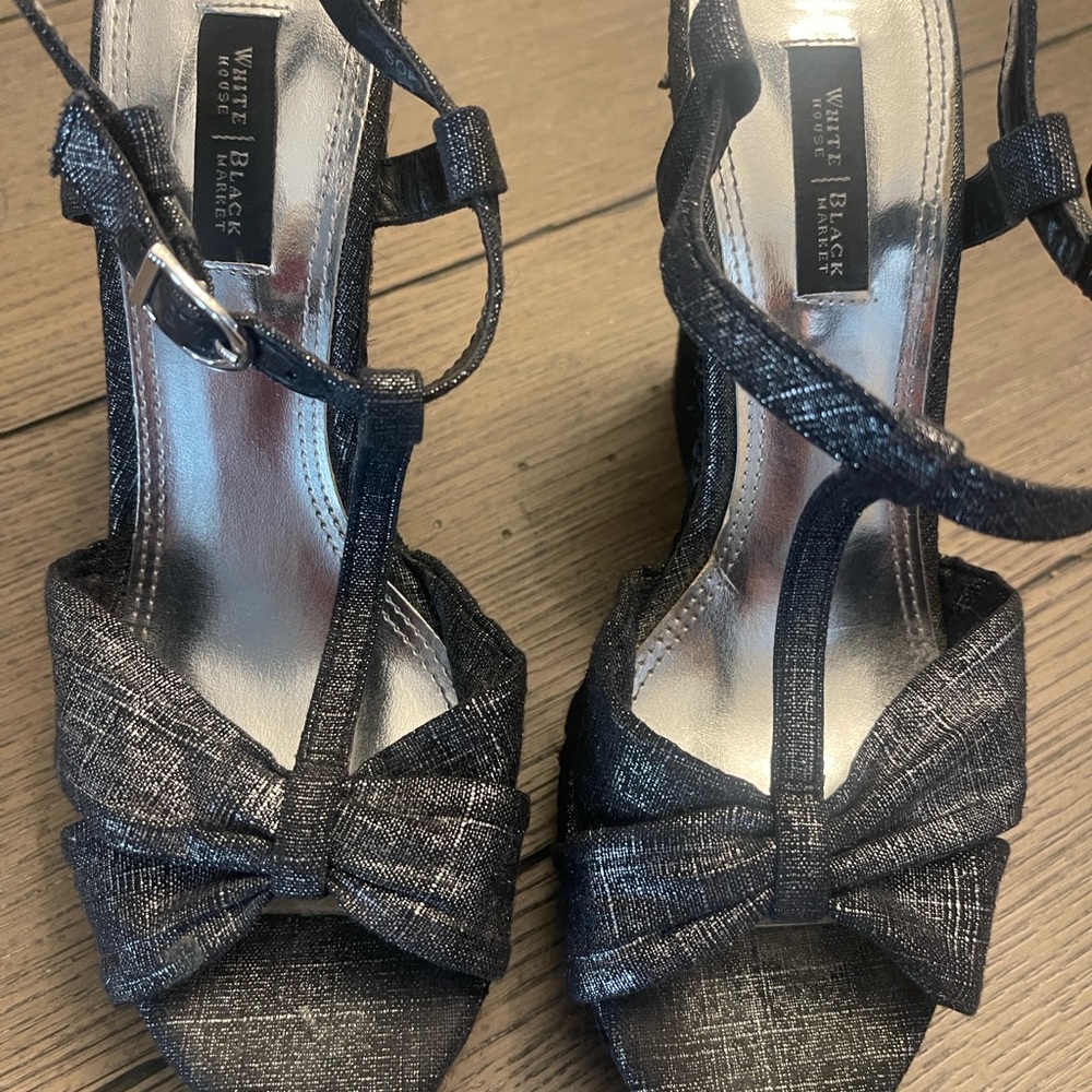 White House Black Market Black Heels with Bow Detail